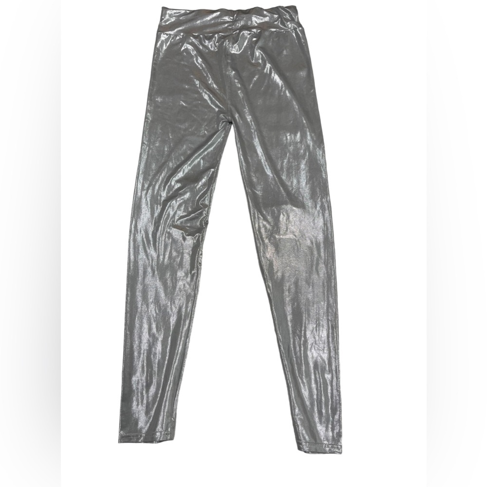 A&O SILVER SKINNY PANTS - ELASTIC WAIST - says OS BUT IS MORE TRUE TO S/M - NWOT